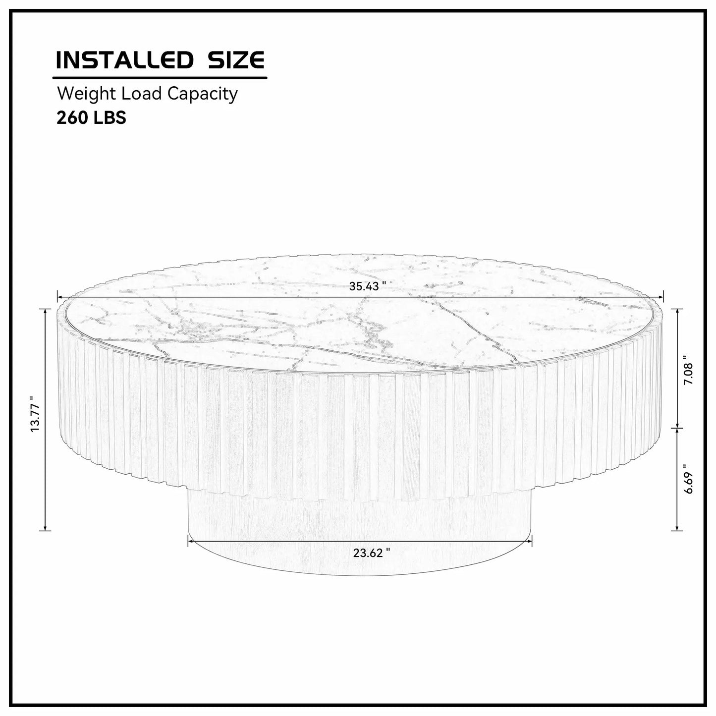 35.43'' Nesting Round Sintered Stone Tabletop Modern Drum Coffee Table