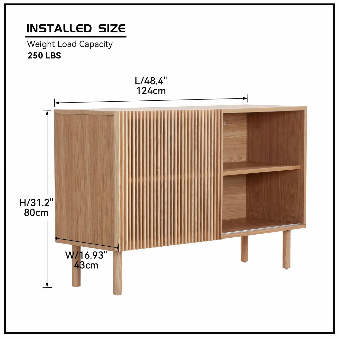 Modern 4-Cabinet Sideboard with Large Countertop, Storage Cabinet & Anti-Topple Design