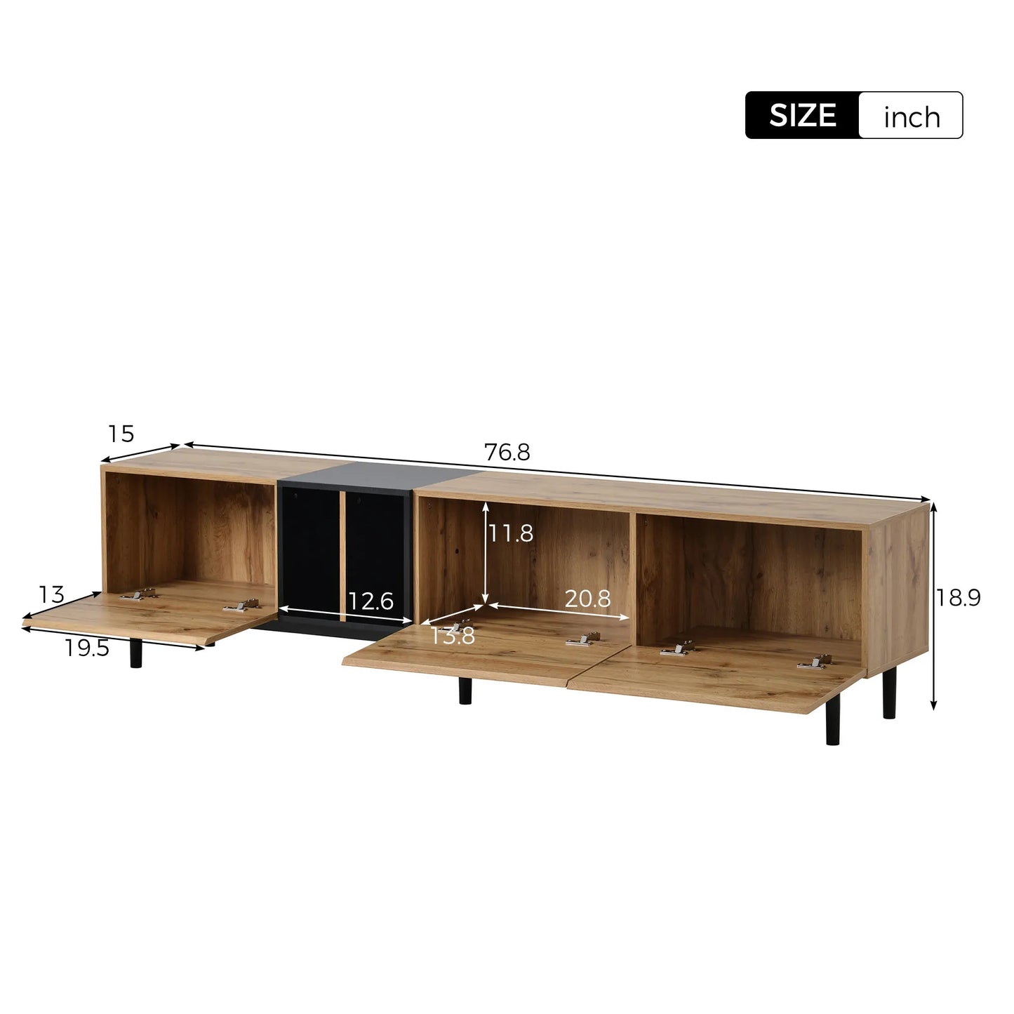76.80" Modern TV Stand for 80'' TV with 3 Doors, Media Console Table
