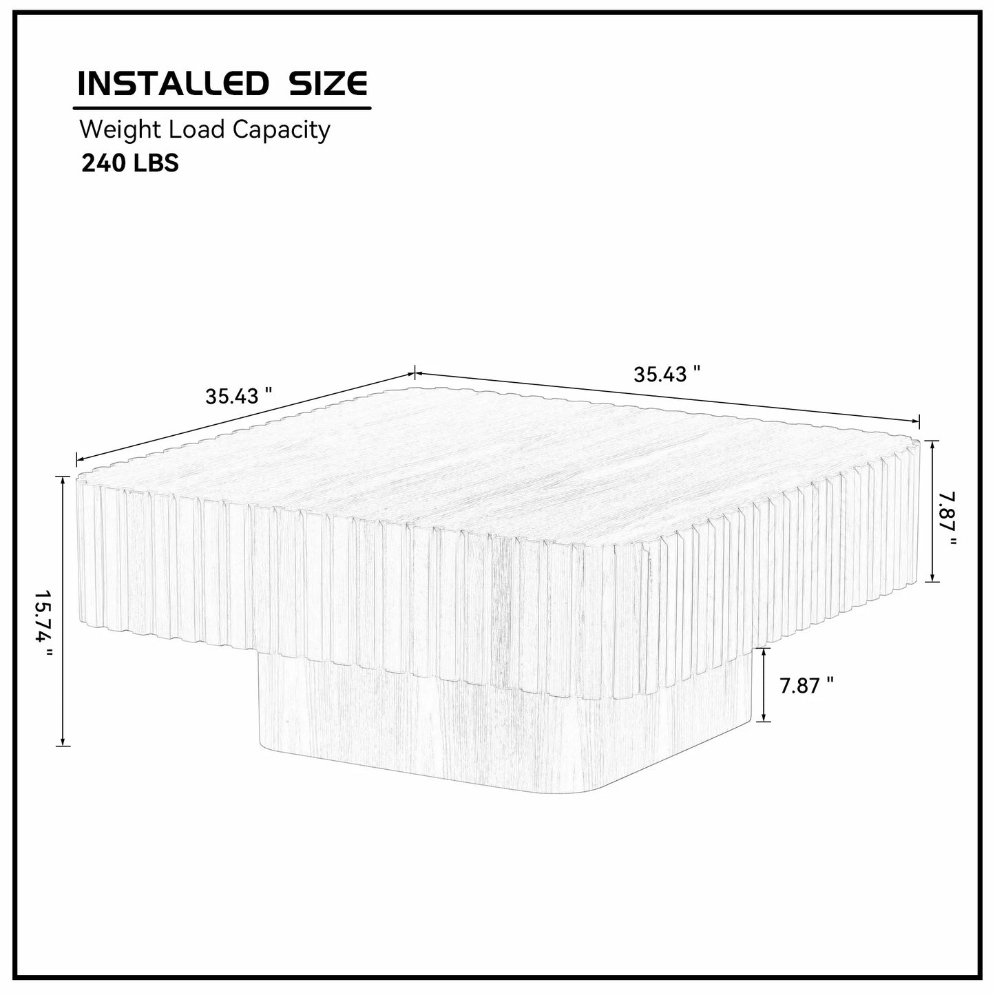 Upgraded Height 35.43" Drum Coffee Table - Square MDF Pedestal - Multi-Color