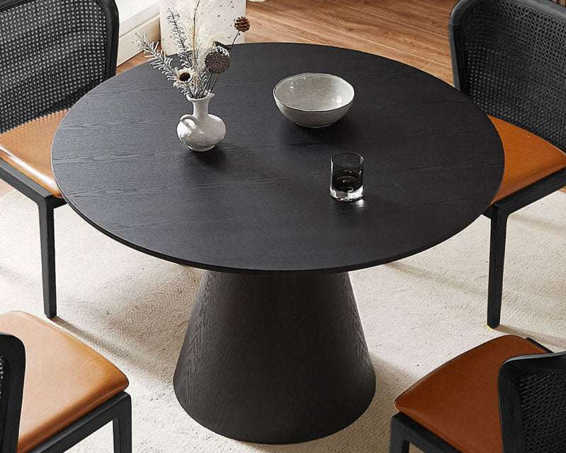 47.24'' Round Modern Style MDF Wood Dining Table in Walnut Suitable