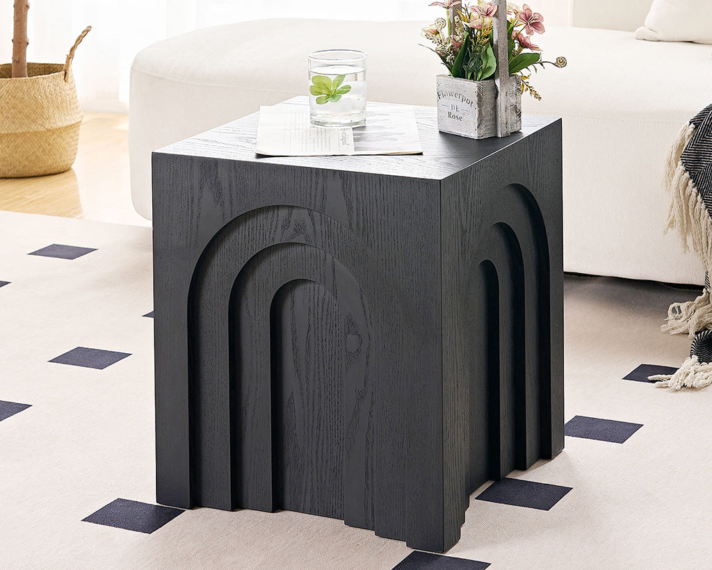Mid-Century Modern Side Table Set - Space-Saving MDF End Tables