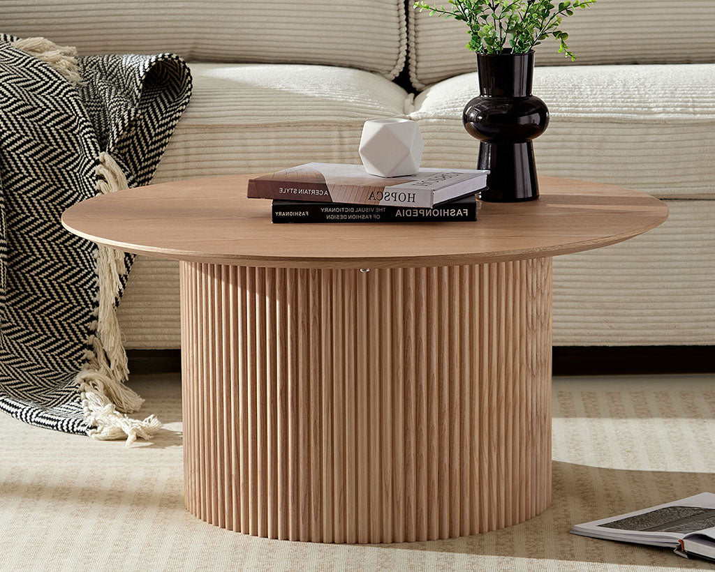 31.5" Mid-Century Modern Coffee Table - Space-Saving MDF Design, Multi-Functional