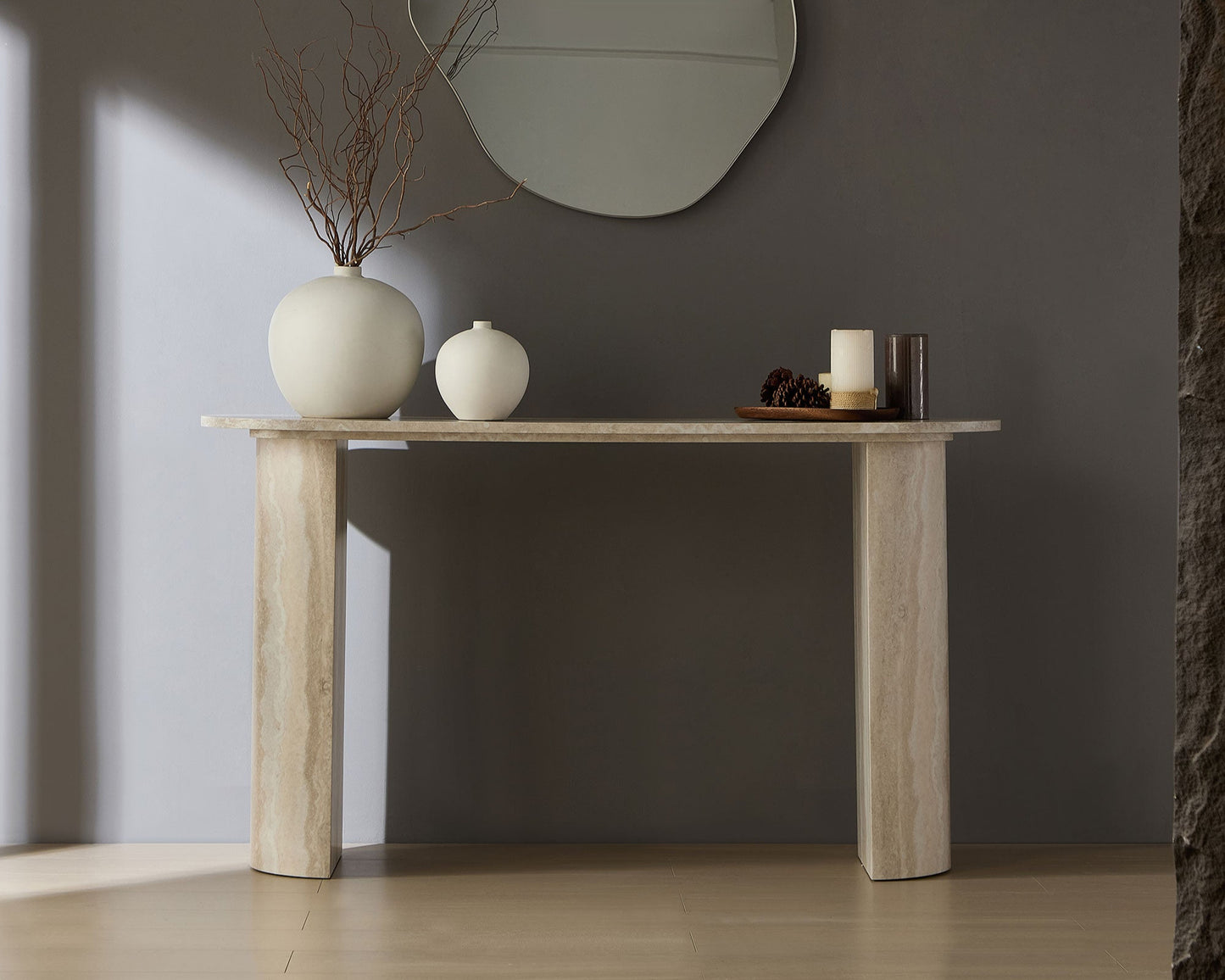55.12" Faux Marble Console Table with Modern Design