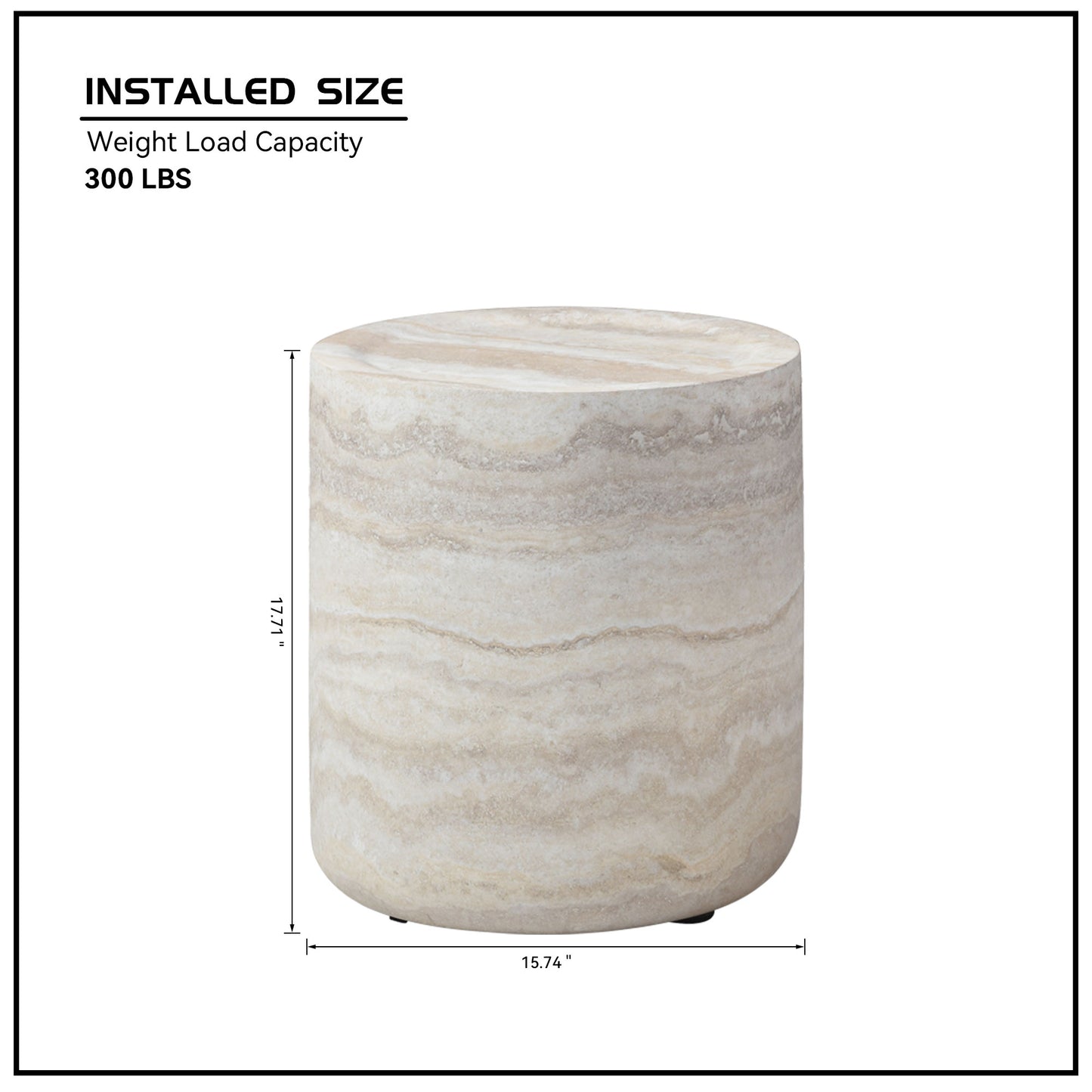 15.74" Round Faux Mars Marble Pattern Coffee Table