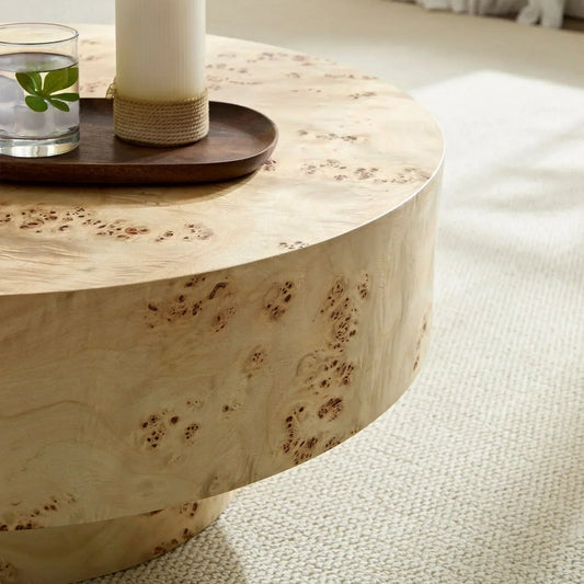 Every Grain a One-of-a-Kind!: The Mid-Century Burl Wood Coffee Table,the Perfect Visual Delight