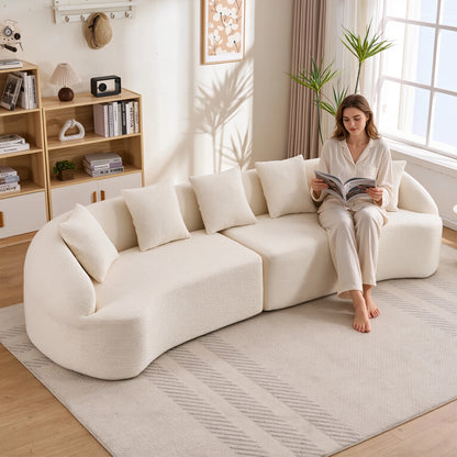 110" Chenille Curved Modular Boneless Sectional Sofa