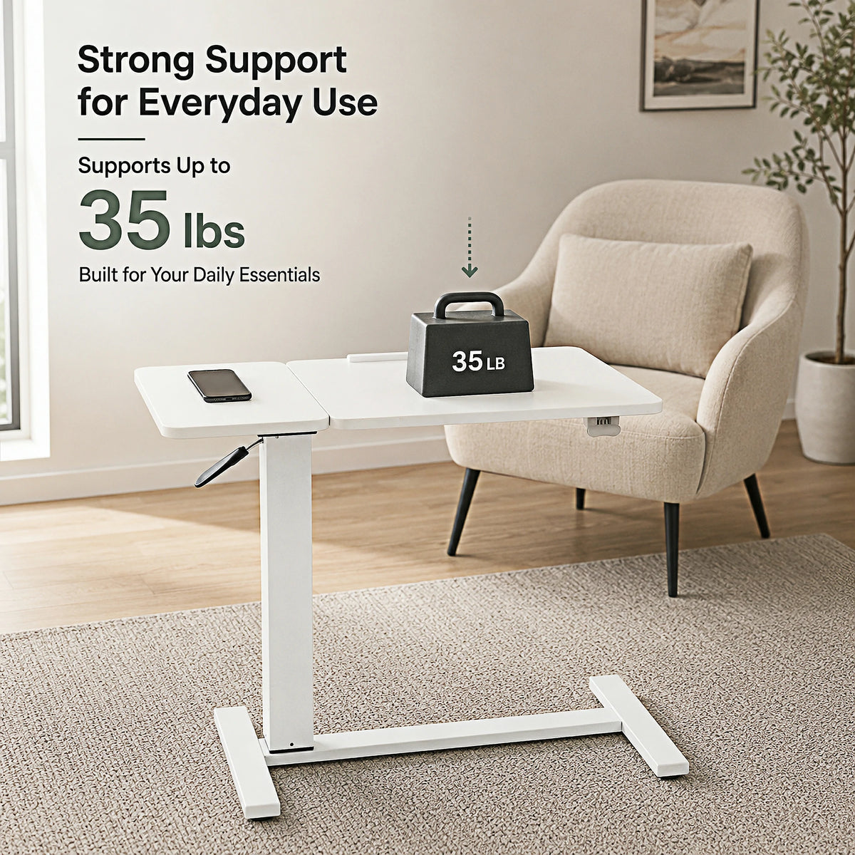 Rolling Laptop Desk – Height Adjustable, Tilting Tray