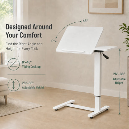 Rolling Laptop Desk – Height Adjustable, Tilting Tray