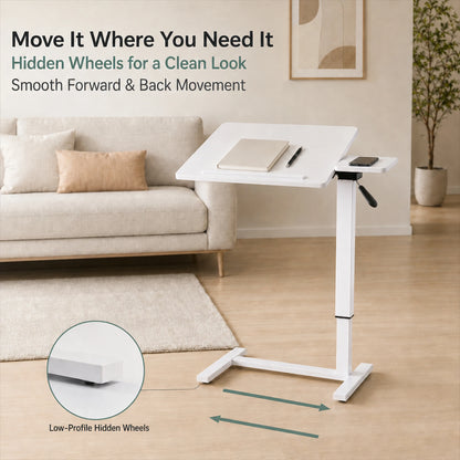 Rolling Laptop Desk – Height Adjustable, Tilting Tray