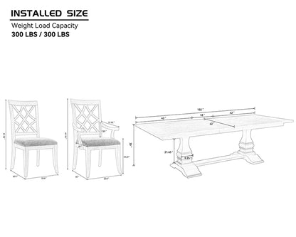 (1 Table + 2 Arm Chairs + 4 Armless Chairs)Retro 102.01 Inch Extendable 7 PCS Wooden Dining Table Set
