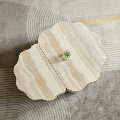 39.61" Pet House Travertine 2-Piece Round Coffee Table Set – No Assembly