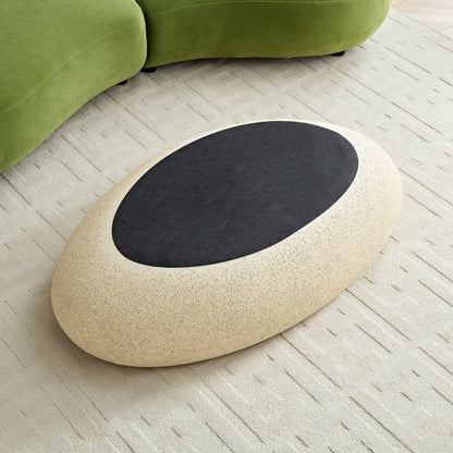 53.35" Elliptical Fiberglass Coffee Table – Matte Rock Texture, No Assembly