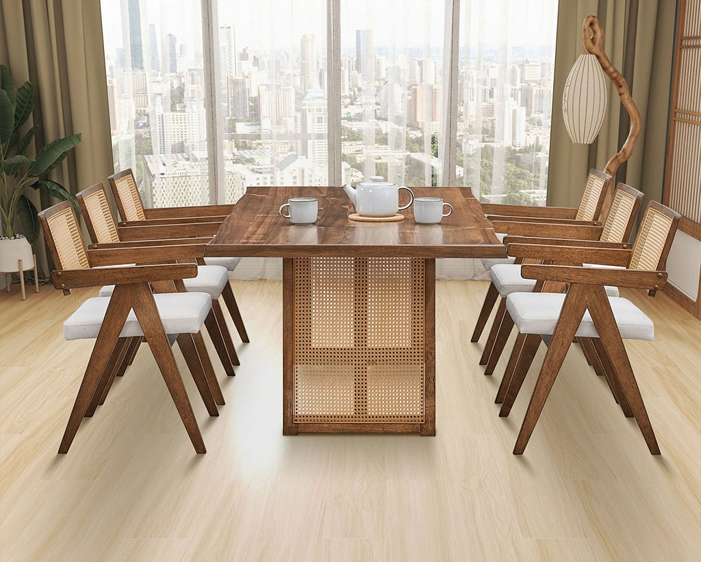 86.61 Inch Oversize Rectangular Waves Dining Table Set