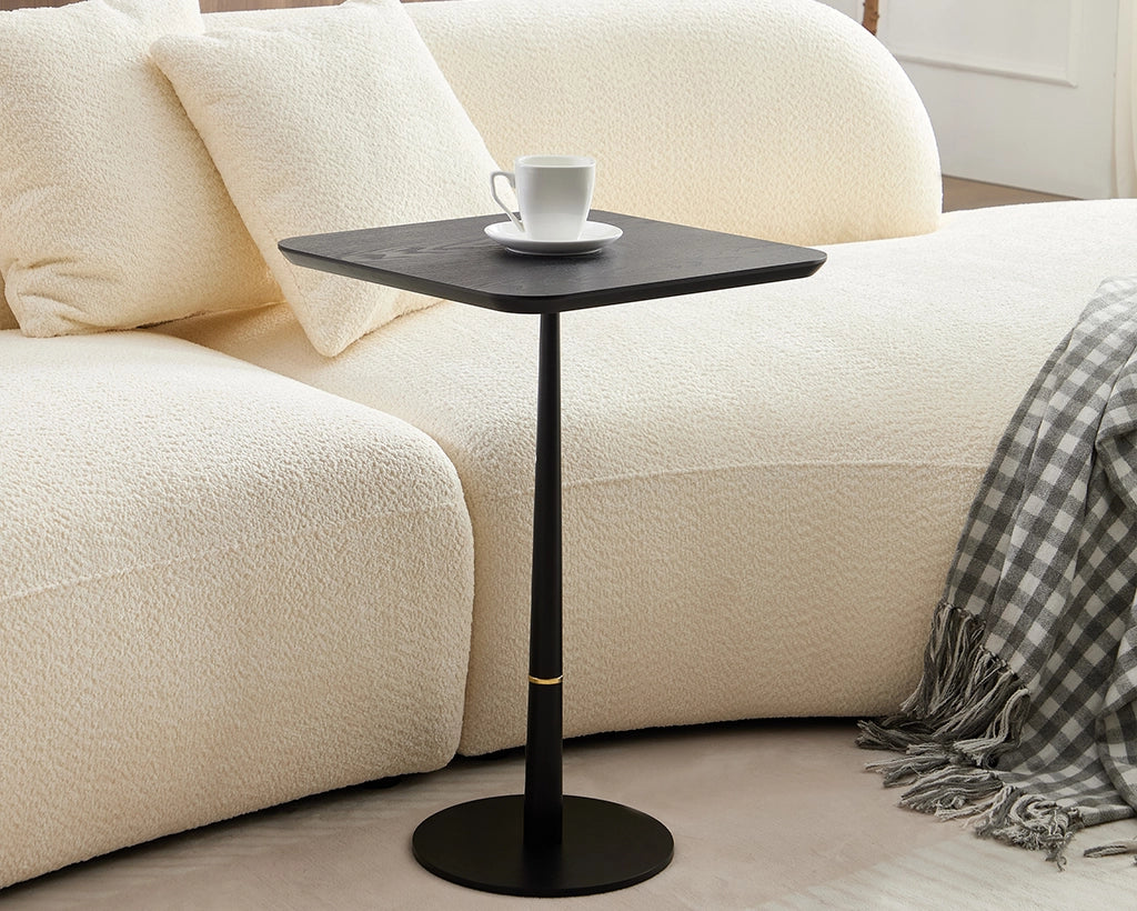 Modern Square Side Table with Gold Accent Ring