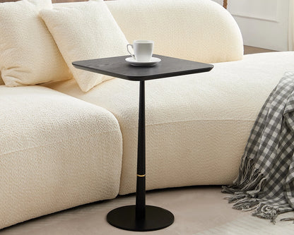 Modern Square Side Table with Gold Accent Ring
