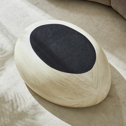 43.31" Elliptical Fiberglass Coffee Table – Matte Rock Texture, No Assembly