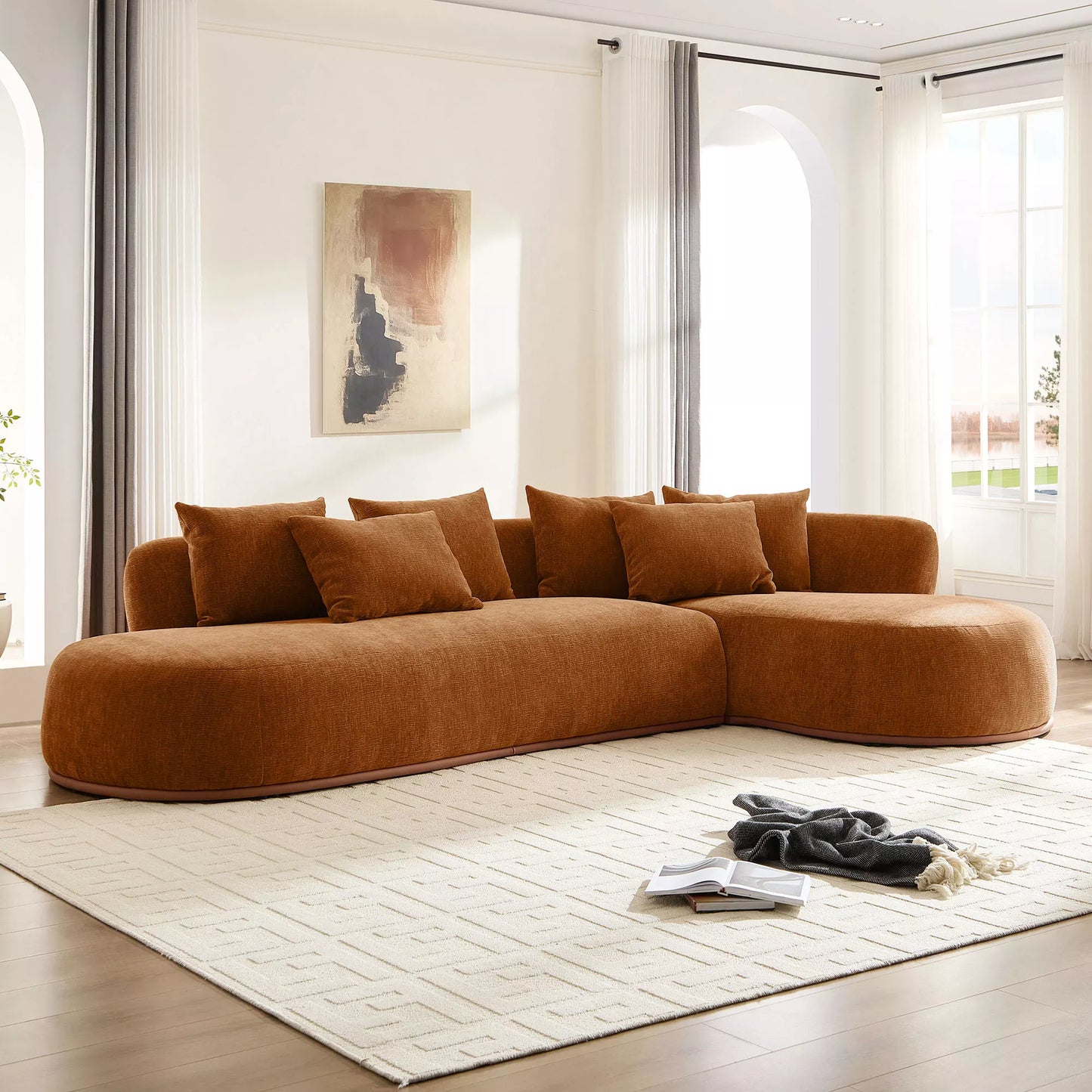 134.63" L-Shape Sectional Sofa w/ Left & Right Facing Chaise