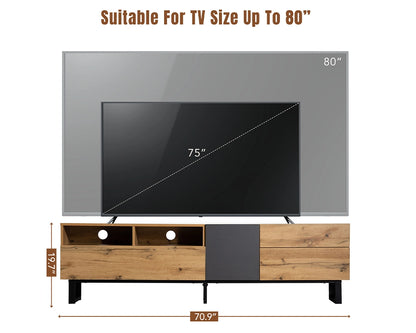 70.90" Modern TV Stand for 80'' TV with Double Storage Space, Media Console Table