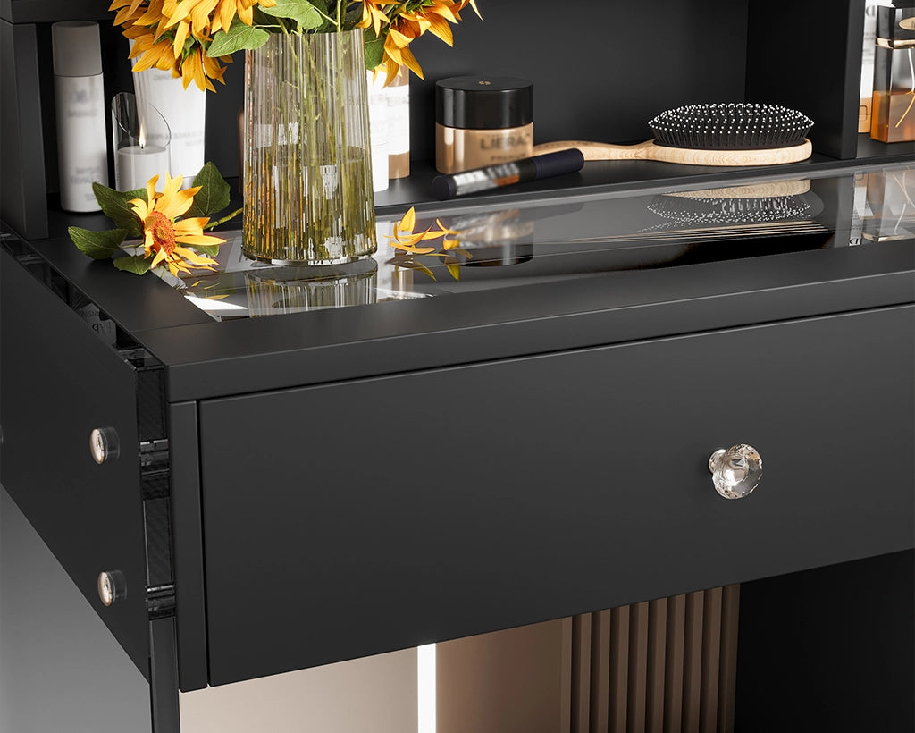 35.40“ Vanity Desk with LED Mirror & 3 Light Modes