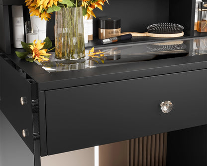 35.40“ Vanity Desk with LED Mirror & 3 Light Modes