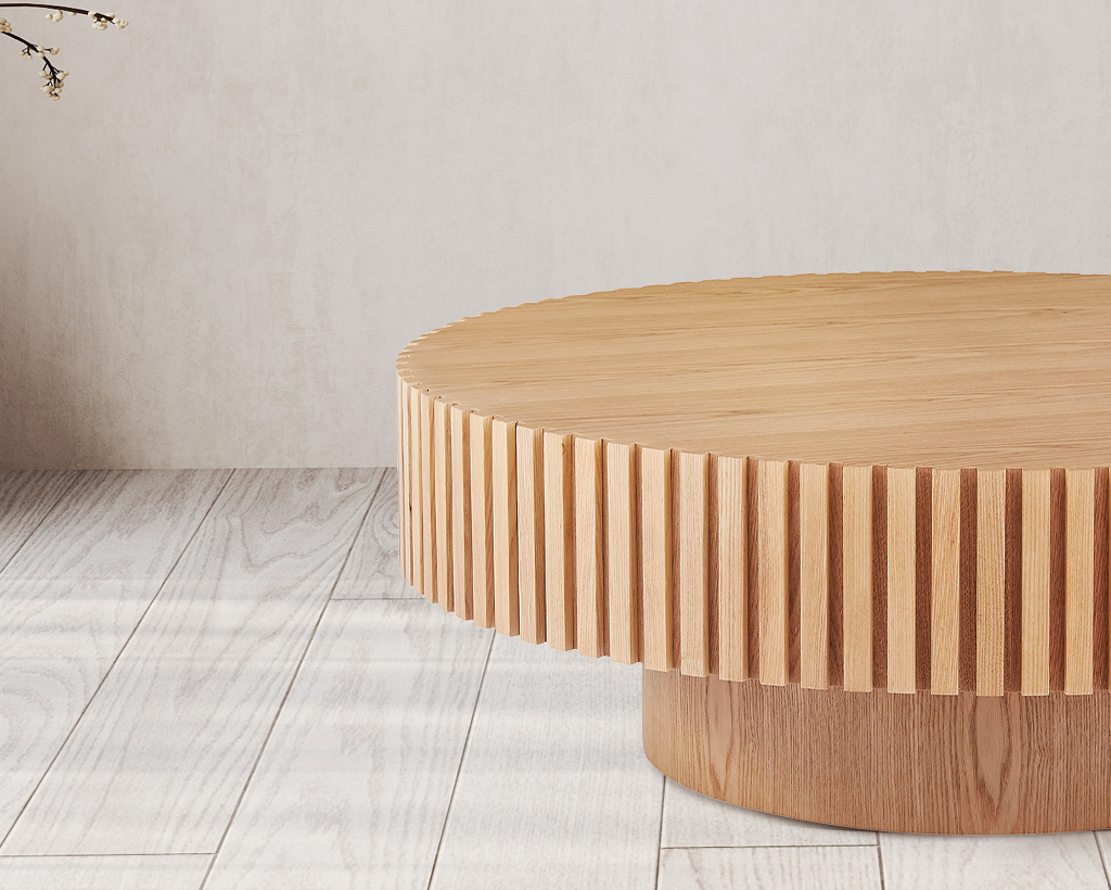 Modern Handcraft Drum Coffee Table Circle Coffee Table