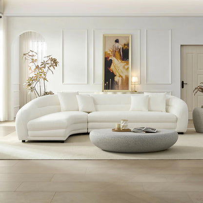 125" Curved Modular Left/Right L-Shape Sofa – Comfy with Pillows, Upholstered