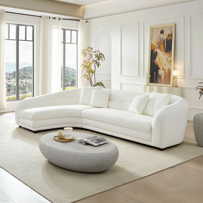125" Curved Modular Left/Right L-Shape Sofa – Comfy with Pillows, Upholstered