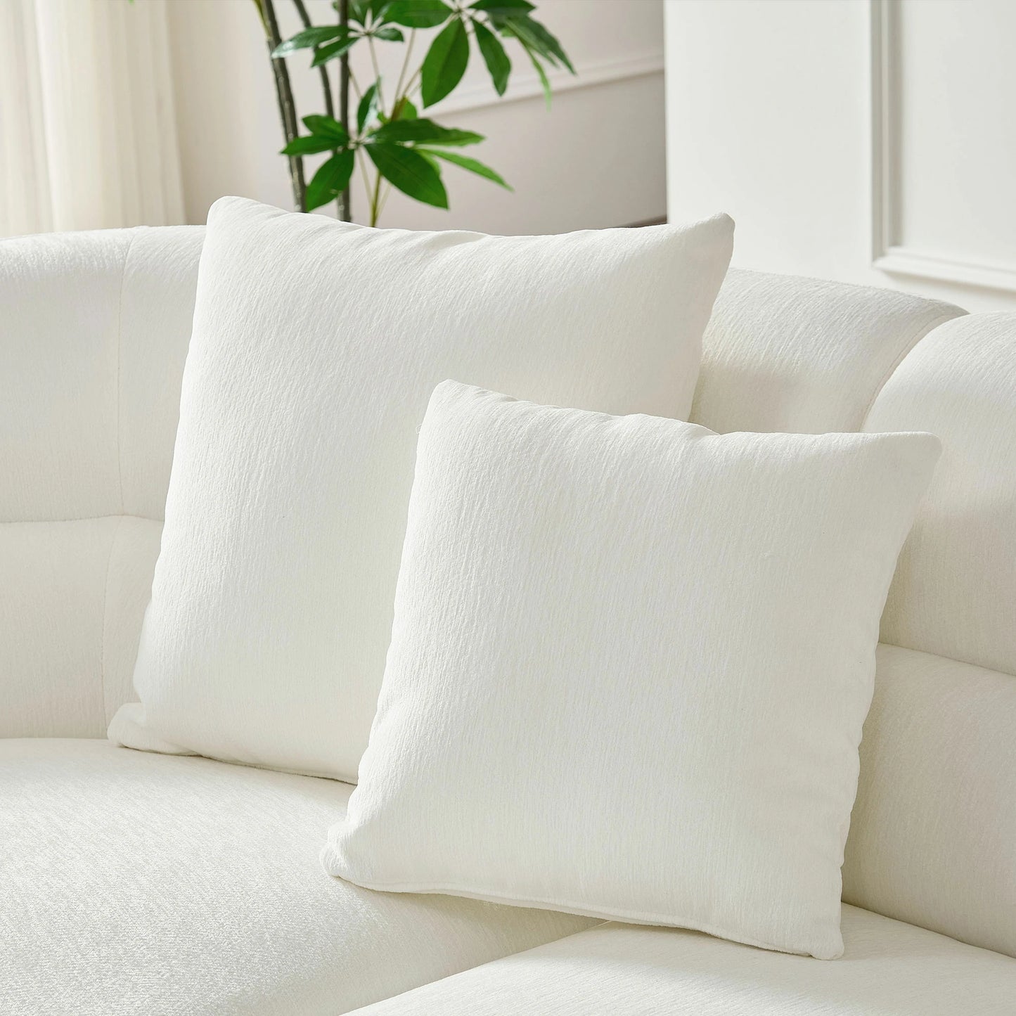 125" Curved Modular Left/Right L-Shape Sofa – Comfy with Pillows, Upholstered