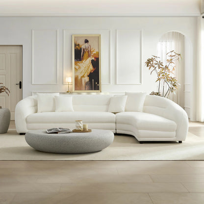 125" Curved Modular Left/Right L-Shape Sofa – Comfy with Pillows, Upholstered