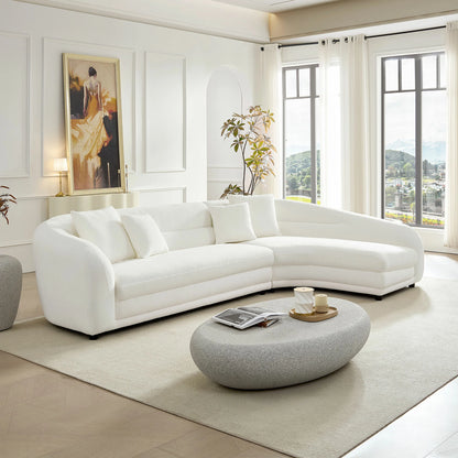 125" Curved Modular Left/Right L-Shape Sofa – Comfy with Pillows, Upholstered