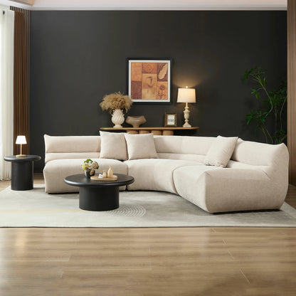 3-Piece Modular Curved Sofa – Free-Form, 3 Pillows, Upholstered