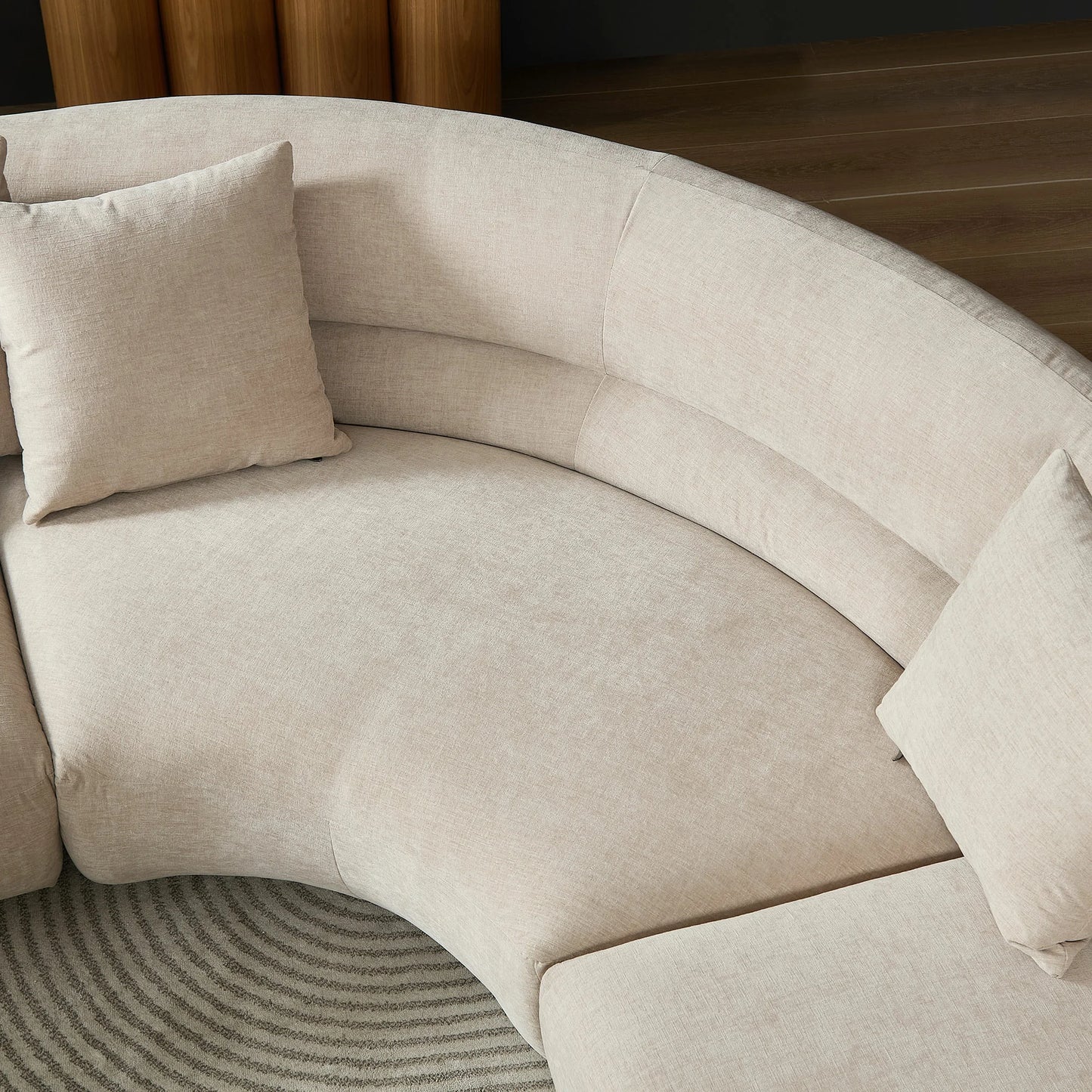 3-Piece Modular Curved Sofa – Free-Form, 3 Pillows, Upholstered