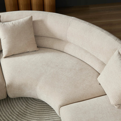 3-Piece Modular Curved Sofa – Free-Form, 3 Pillows, Upholstered