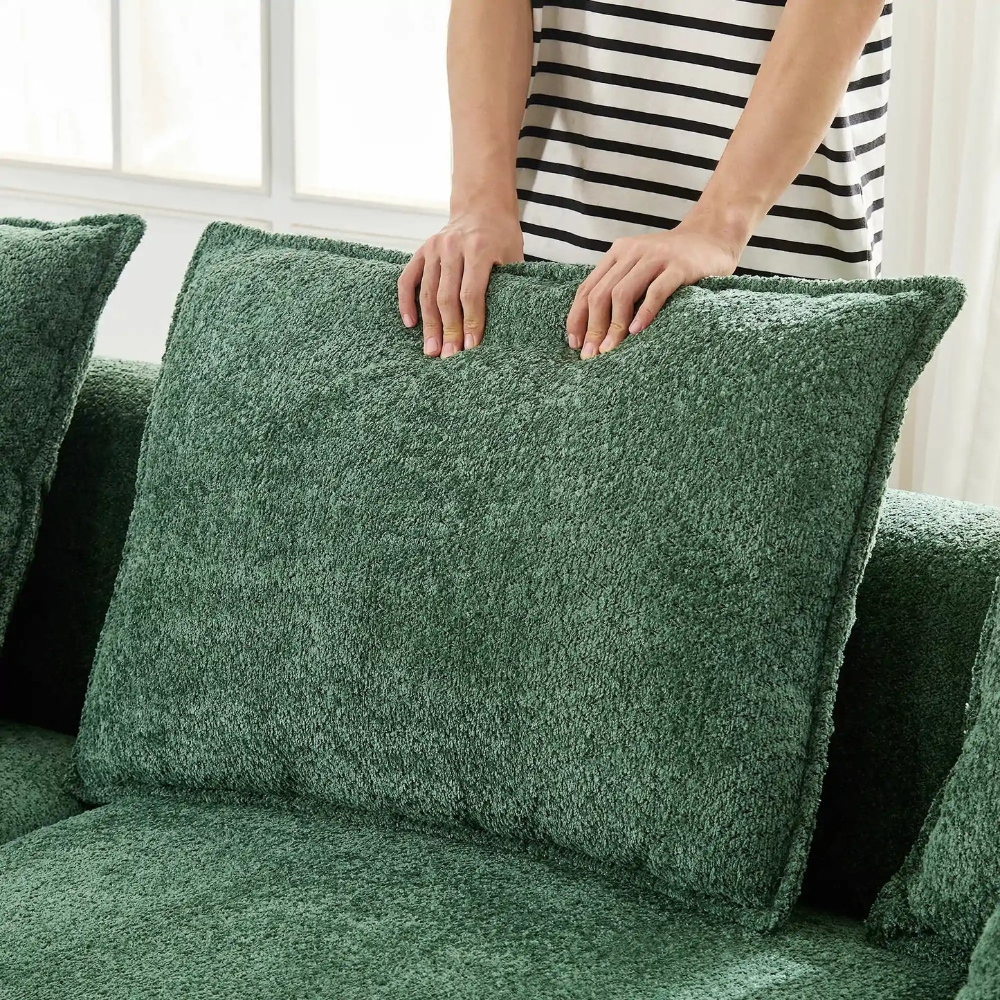 Oversized Curved Sectional Sofa with Left & Right Facing Chaise - Green