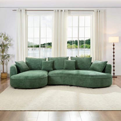 Oversized Curved Sectional Sofa with Left & Right Facing Chaise - Green