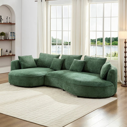 Oversized Curved Sectional Sofa with Left & Right Facing Chaise - Green