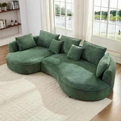 Oversized Curved Sectional Sofa with Left & Right Facing Chaise - Green