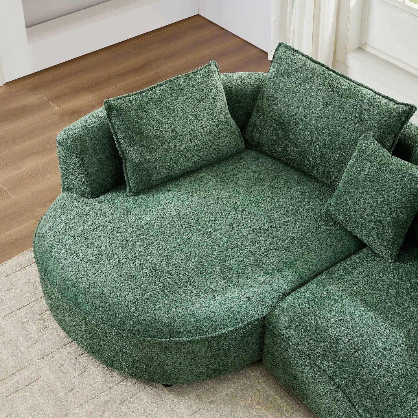 Oversized Curved Sectional Sofa with Left & Right Facing Chaise - Green