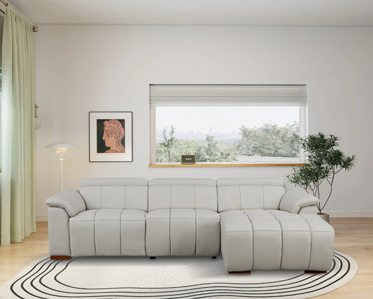 3 Seat Modern Electric Control Genuine Leather L Shaped Couch