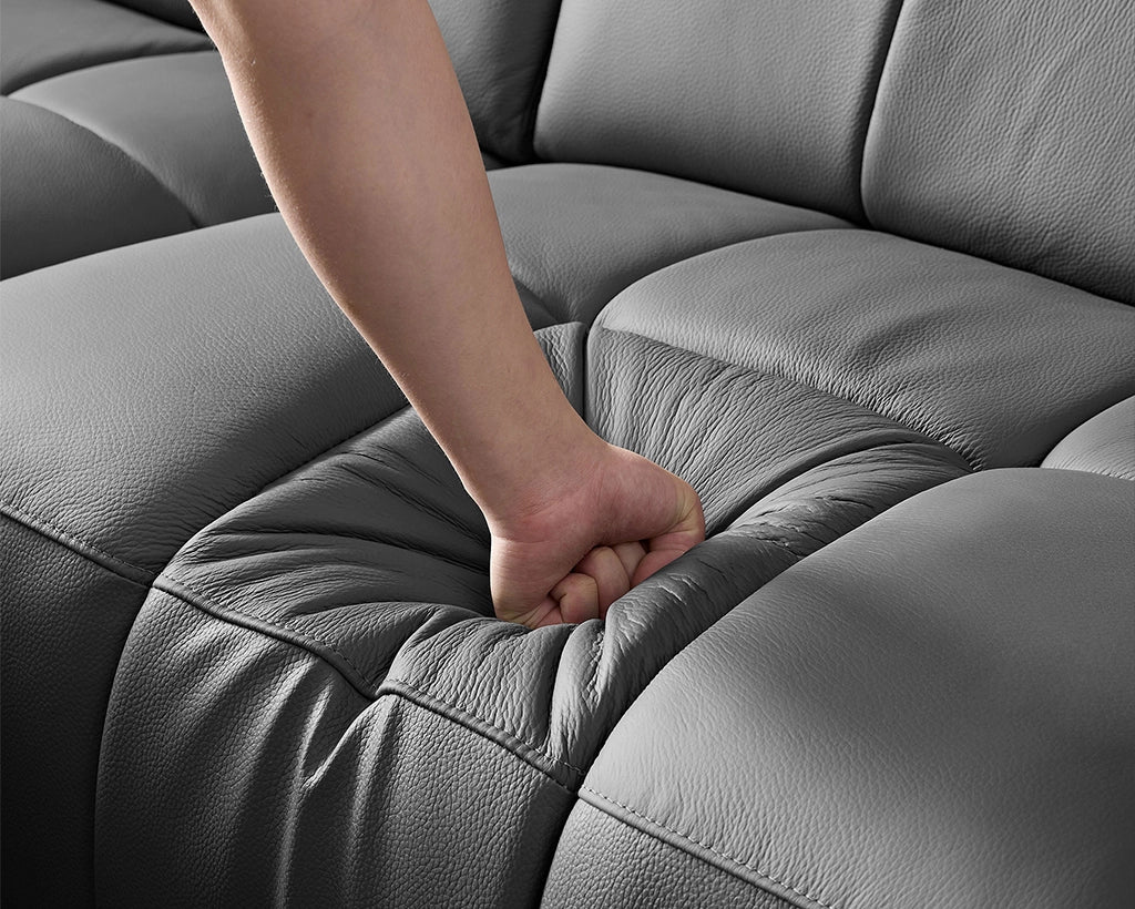 Electric Sofa Left-Facing L-Shaped Leather Recliner with USB Port