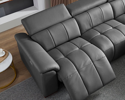 Electric Right-Facing L-Shaped Leather Recliner with USB Port