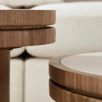 19.49" Round MDF Side Table – Sintered Stone Top, Natural