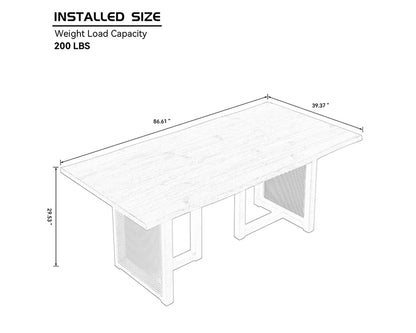 86.61 Inch Oversize Rectangular Waves Dining Table Set