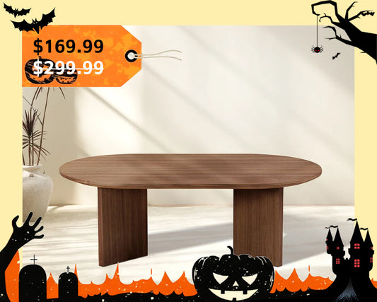 39.37" Modern Oval Coffee Table with Sturdy Pedestal