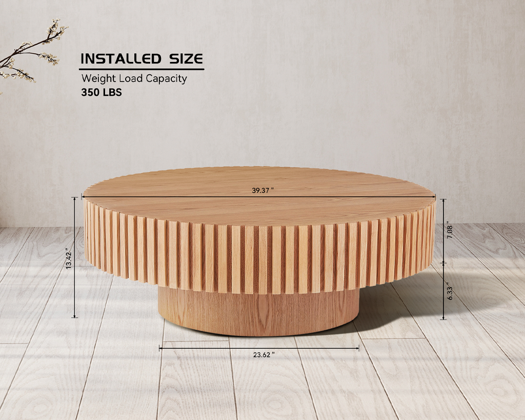 Modern Handcraft Drum Coffee Table Circle Coffee Table