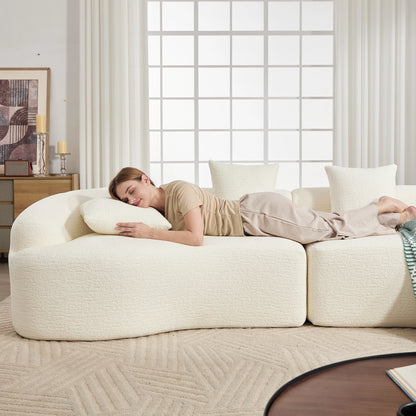 Blue Curved Modular Sectional Sofa, 110" Sleeper with High-Density Chenille