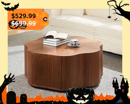 35.43 inch Petal - Small Coffee Table with Hidden Drawer for Living Room