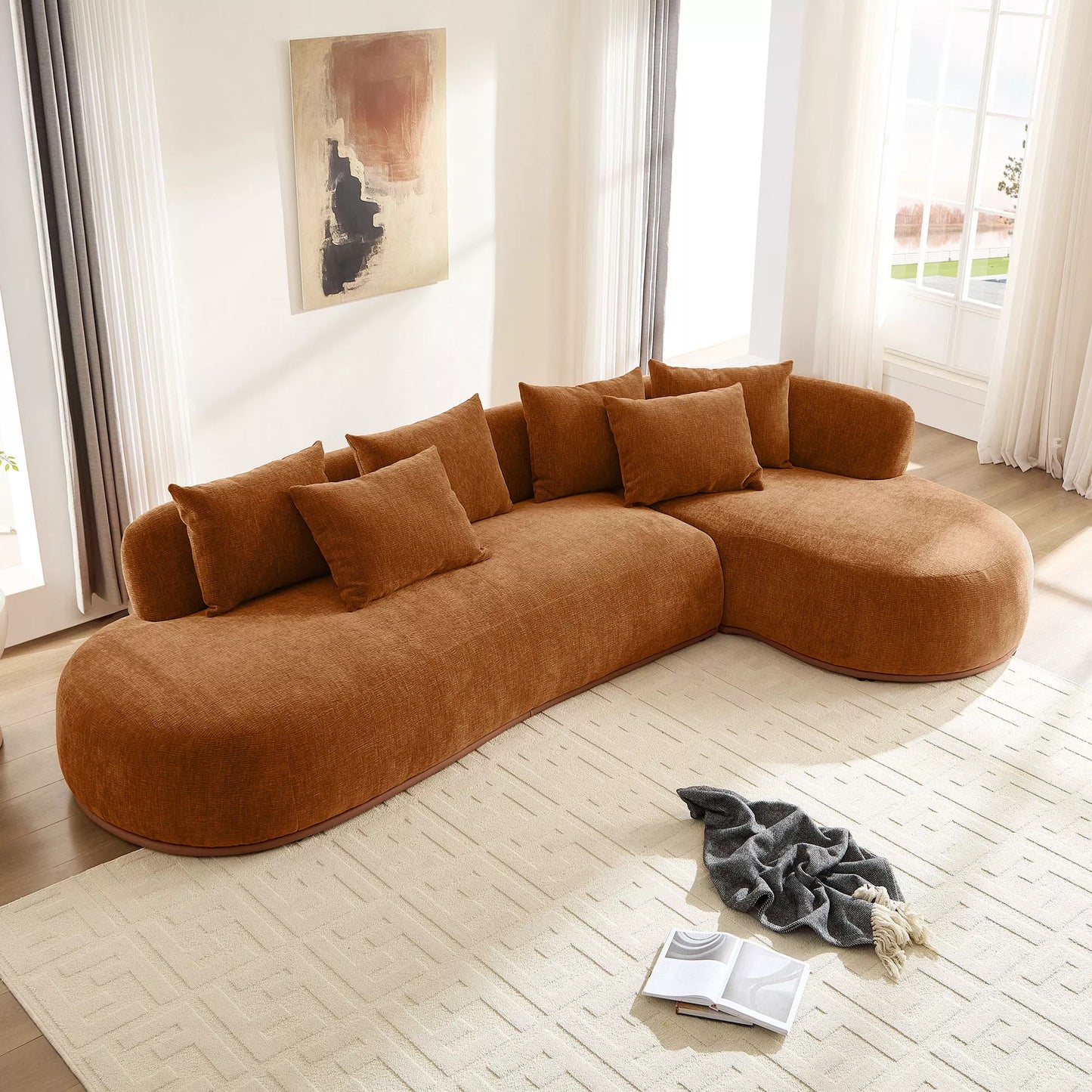 134.63" L-Shape Sectional Sofa w/ Left & Right Facing Chaise