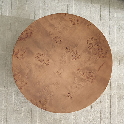 31.49''Mid Century Modern Round Wood Coffee Table with Burl Wood Veneer